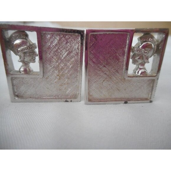 Vintage Sarah Coventry Silver Tone Roman Centurian Tie tack Cufflinks Cuff Links - Picture 3 of 4